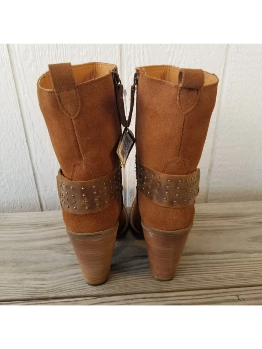 Dingo Songbird Womens Suede Stacked Harness Shortie Side Zip Boots 11 M DI2189